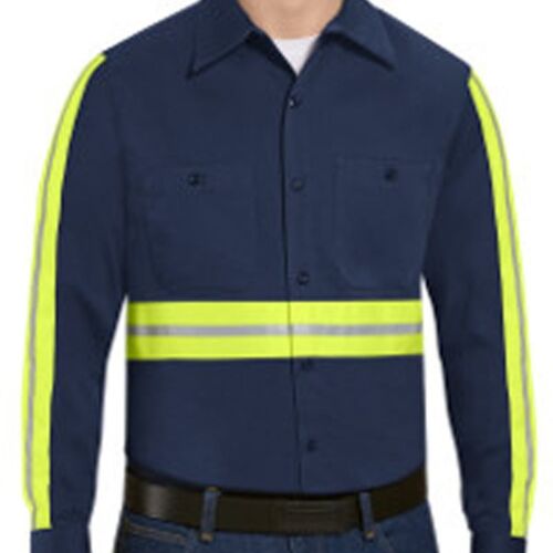 Men's Enhanced Visibility Long Sleeve Cotton Work Shirt Thumbnail